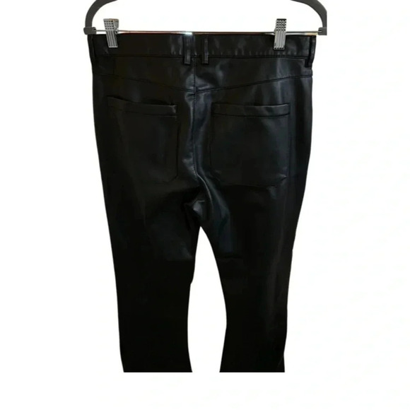 Zara Faux Leather High Waist Black Flare Pants Size 30 - Picture 5 of 7